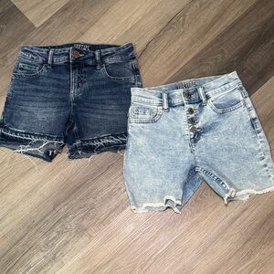 Justice Women's Jean Shorts - Dark Blue and Light Wash Size: 12